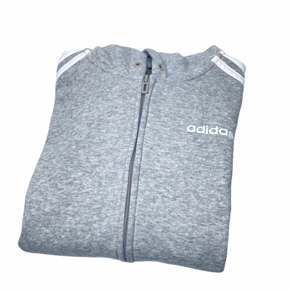 Adidas Essential 3 Stripe Gray Hoodie Size XS - Picture 5 of 5